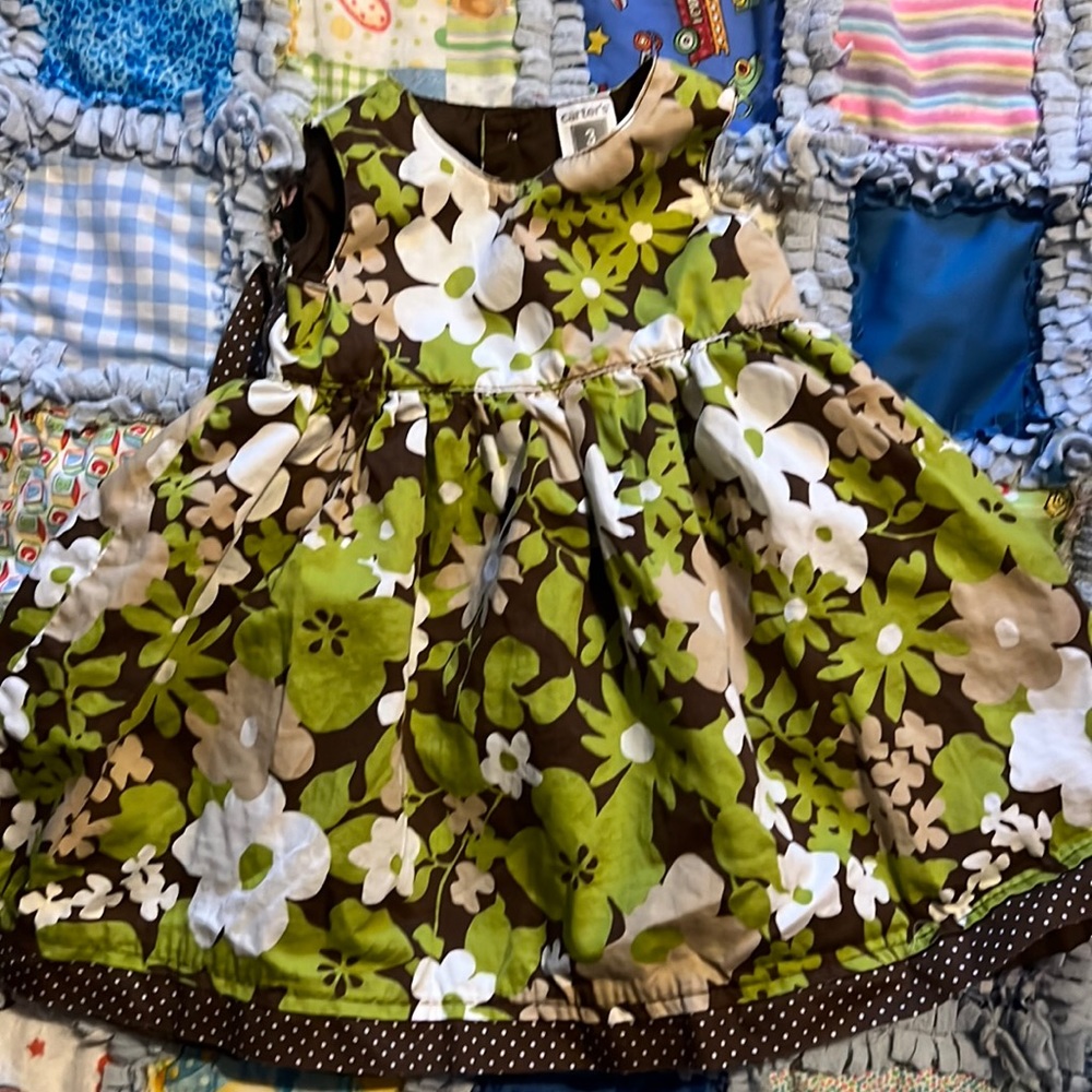 Green and brown floral dress